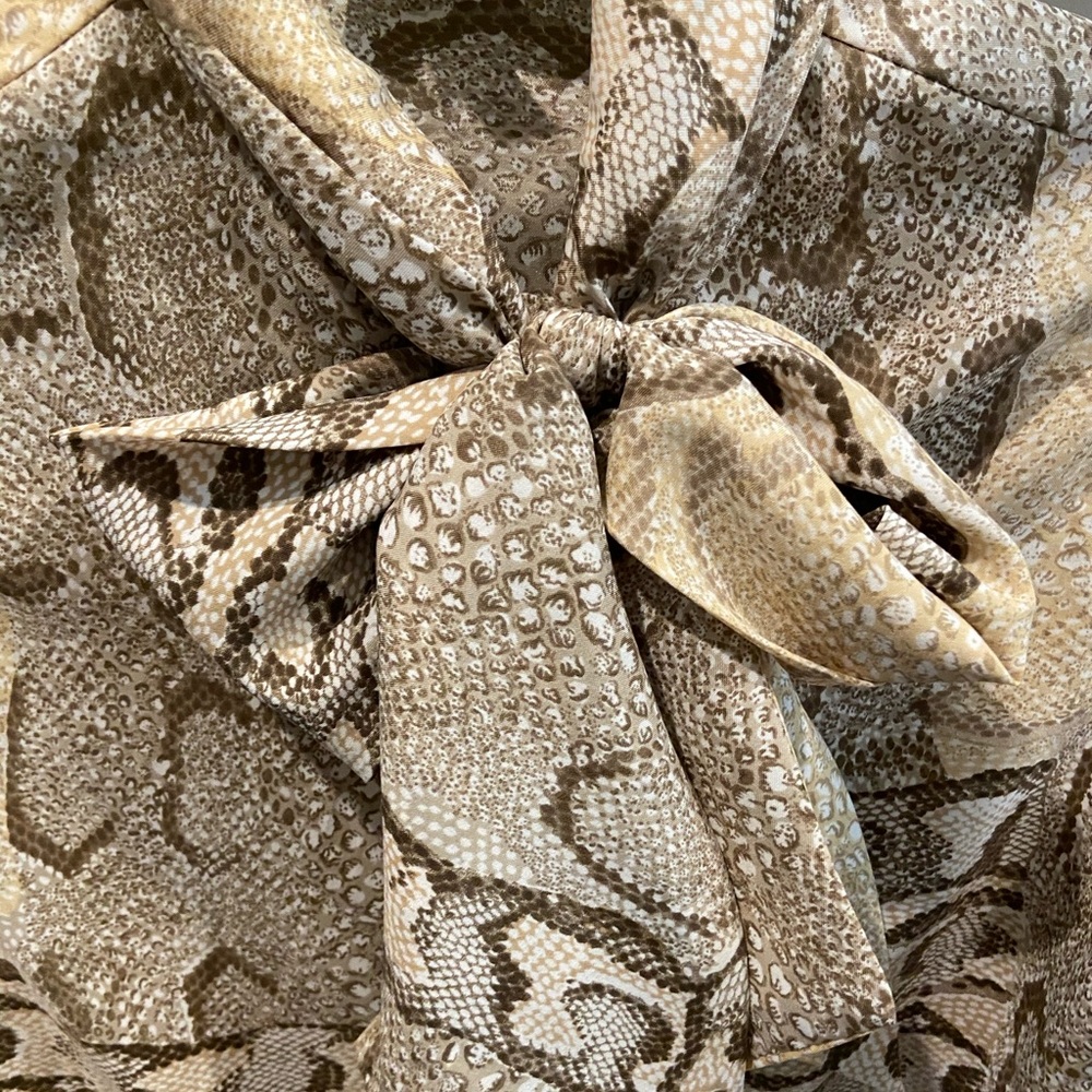 Vintage snake print tie blouse